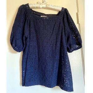 Loft Navy “Lace” Style Top - Large